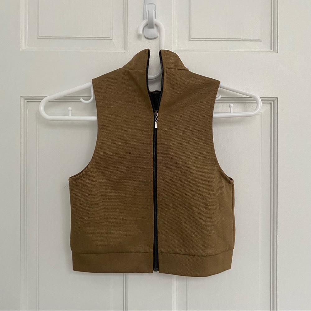 NWOT Young & Reckless Zip Up Crop Top - S / Khaki